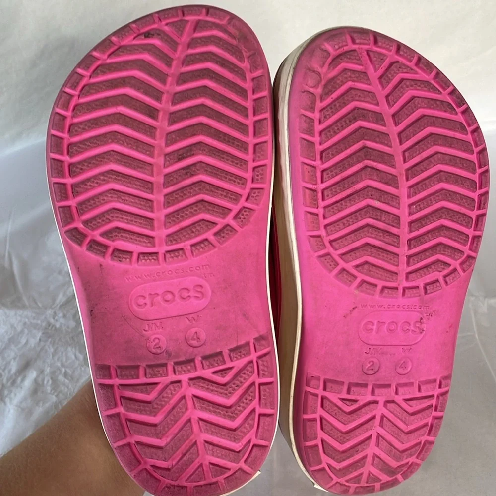 Crocs platform iconic comfort pink and white size 2‎ women’s 4